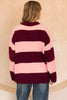 Sophie rugby knit - berry stripe-Pash + Evolve-*Rugby style knit *Long sleeve *Stripe *Relaxed fit *Button up neckline *Collar *100% Polyester-Pash + Evolve
