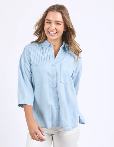 Half Collar Tee - Ecru Falling Hearts