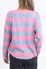 Spritz Stripe Tee - Pink/Steel Blue-Elm-Bold colourful stripes make for a fantastic layering piece. Constructed from 100% cotton slub jersey this mid weight layer is a wonderful colour pop for any wardrobe. Yarn Dye Stripe Ideal for layering Curved Hemline Cotton Slub Jersey Model is wearing a size 10.-Pash + Evolve