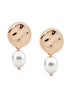 Stainless steel freshwater pearl disk earrings - rose gold plated-Ellani-Disk earrings with freshwater pearl Stainless steel with rose gold IP plating Comes packaged in gorgeous Ellani packaging-Pash + Evolve