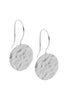 Stainless steel hammered circle drop earrings-Ellani-Hammered effect circle drop earrings Stainless steel Comes packaged in gorgeous Ellani packaging-Pash + Evolve