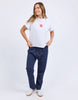 Stamp Tee - White-Foxwood-Give your look a twist with the Stamp Tee. Featuring raw edge detailing that’s all about laid-back cool. It’s the perfect little rough-around-the-edges touch that adds personality and keeps things fresh. Front chest embroidery Round neckline Raw edge detail 100% Cotton Model is wearing a size 10-Pash + Evolve
