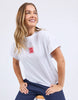 Stamp Tee - White-Foxwood-Give your look a twist with the Stamp Tee. Featuring raw edge detailing that’s all about laid-back cool. It’s the perfect little rough-around-the-edges touch that adds personality and keeps things fresh. Front chest embroidery Round neckline Raw edge detail 100% Cotton Model is wearing a size 10-Pash + Evolve