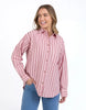 Staple Shirt - Pink & Berry Stripe-Foxwood-Meet your new wardrobe hero—the Staple Shirt! With a front button opening, chest pocket, and relaxed fit, this 100% cotton shirt is perfect for layering or wearing solo. Effortlessly stylish and super comfy, it’s the essential piece you’ll reach for again and again. Front button opening Chest pocket Relaxed Fit 100% Cotton Model is 176cm and wears size 10-Pash + Evolve