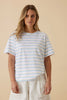 Stevie Slouchy Tee - powder blue/sunny yellow stripe-Ceres Life-Proudly made in Australian Cotton Oversized fit Step Hem Self fabric neck binding Soft Hand feel-Pash + Evolve