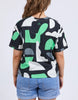 Stijl tee - abstract-Elm-Redefine comfort and chic with the Stijl Tee a fresh take on gorgeous geometric designs. Every wardrobe deserves a little fun – and this brings it. Exclusive Elm print Drop shoulder 100% Cotton Model is wearing a size 10-Pash + Evolve