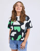 Stijl tee - abstract-Elm-Redefine comfort and chic with the Stijl Tee a fresh take on gorgeous geometric designs. Every wardrobe deserves a little fun – and this brings it. Exclusive Elm print Drop shoulder 100% Cotton Model is wearing a size 10-Pash + Evolve