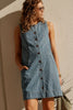Suki Shift Dress - Fresh indigo-Ceres Life-Made from mid weight rigid denim Contains 41% TENCEL™ Lyocell fibers which are produced from responsibly sourced and processed wood pulp. TENCEL™ Lyocell and Modal fibers are naturally soft and smooth to the touch Functional button front Mini length in shift silhouette Princess seams with pockets-Pash + Evolve