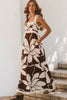 Summer dress - chocolate-Pash + Evolve-*Wide strap *Maxi length *Flower print *Chocolate/cream *Pockets *Square neckline *Rayon/Linen-Pash + Evolve