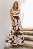 Summer dress - chocolate-Pash + Evolve-*Wide strap *Maxi length *Flower print *Chocolate/cream *Pockets *Square neckline *Rayon/Linen-Pash + Evolve