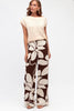 Summer pant - chocolate-Pash + Evolve-*Wide leg *Flower print *Chocolate/cream *High waisted *Rayon/Linen-Pash + Evolve