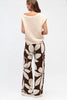 Summer pant - chocolate-Pash + Evolve-*Wide leg *Flower print *Chocolate/cream *High waisted *Rayon/Linen-Pash + Evolve