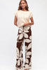 Summer pant - chocolate-Pash + Evolve-*Wide leg *Flower print *Chocolate/cream *High waisted *Rayon/Linen-Pash + Evolve