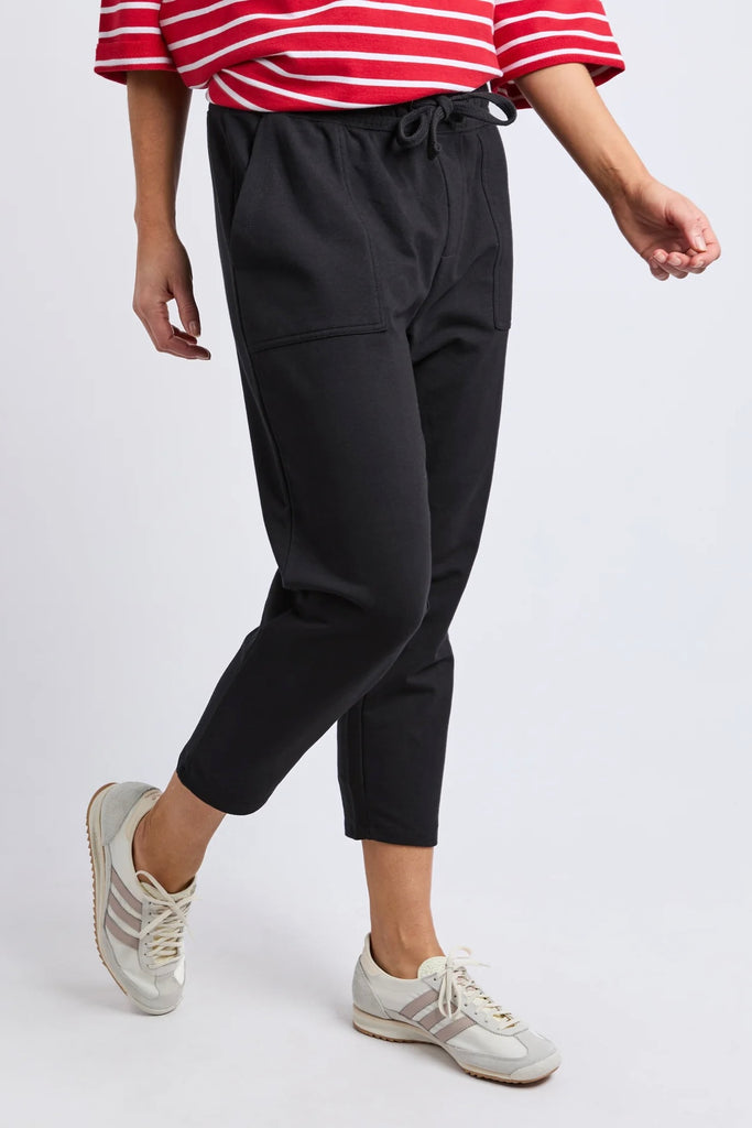 Sutton trackpant - black-Elm-If you like your trackpants a little shorter or to show off those cute socks, then the Sutton are for you! A new addition to the Fundamental range these pants are comfortable and relaxed with patch pockets and an elastic waist. Wear them all day, everyday. Elastic waist Patch pockets Cropped length Relaxed fit 95% cotton 5% elastane french terry The Model is 173cm and is wearing a size 10-Pash + Evolve