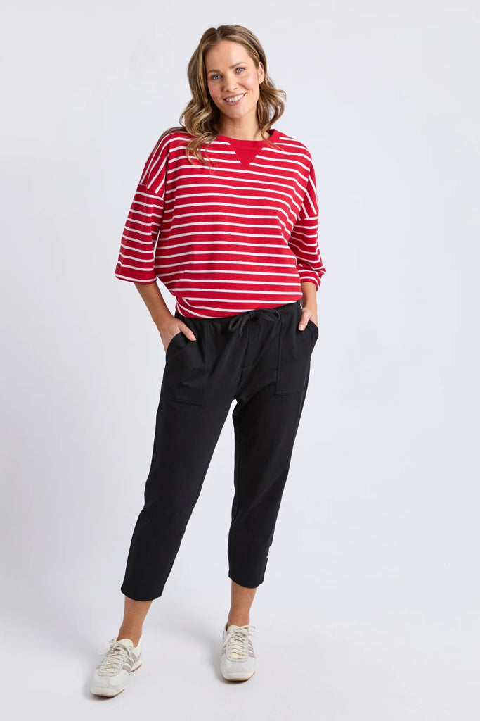 Sutton trackpant - black-Elm-If you like your trackpants a little shorter or to show off those cute socks, then the Sutton are for you! A new addition to the Fundamental range these pants are comfortable and relaxed with patch pockets and an elastic waist. Wear them all day, everyday. Elastic waist Patch pockets Cropped length Relaxed fit 95% cotton 5% elastane french terry The Model is 173cm and is wearing a size 10-Pash + Evolve