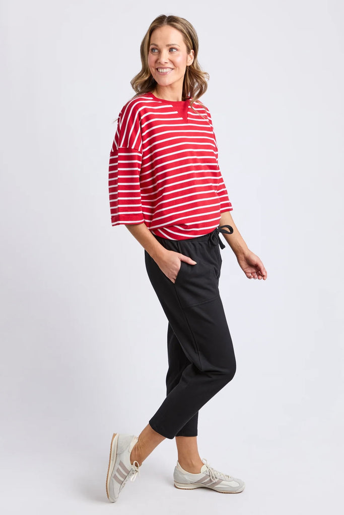 Sutton trackpant - black-Elm-If you like your trackpants a little shorter or to show off those cute socks, then the Sutton are for you! A new addition to the Fundamental range these pants are comfortable and relaxed with patch pockets and an elastic waist. Wear them all day, everyday. Elastic waist Patch pockets Cropped length Relaxed fit 95% cotton 5% elastane french terry The Model is 173cm and is wearing a size 10-Pash + Evolve