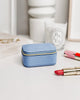 Suzie Jewellery Box - Cloudy Blue-Louenhide-The Louenhide Suzie Cloudy Blue Jewellery Box is a sweet travel companion ready to store all of your rings, necklaces, bracelets, and earrings. Use every day and stow in your bag for on-the-go use, or pack for weekend adventures. Featuring three ring rolls, two compartments, and an elasticated slip pocket, your precious gems will be secured safely. Internal Features 2 Ring Rolls, Elastic Slip Pocket, 2 Compartments Internal Lining Faux Suede 100% Lining Closure Se