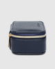 Suzie jewellery box - navy-Louenhide-The Louenhide Suzie Navy Jewellery Box is a sweet travel companion ready to store all of your rings, necklaces, bracelets, and earrings. Use every day and stow in your bag for on-the-go use, or pack for weekend adventures. Featuring three ring rolls, two compartments, and an elasticated slip pocket, your precious gems will be secured safely. Internal Features 2 Ring Rolls, Elastic Slip Pocket, 2 Compartments Internal Lining Faux Suede 100% Lining Closure Secure Zip Body 