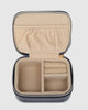 Suzie jewellery box - navy-Louenhide-The Louenhide Suzie Navy Jewellery Box is a sweet travel companion ready to store all of your rings, necklaces, bracelets, and earrings. Use every day and stow in your bag for on-the-go use, or pack for weekend adventures. Featuring three ring rolls, two compartments, and an elasticated slip pocket, your precious gems will be secured safely. Internal Features 2 Ring Rolls, Elastic Slip Pocket, 2 Compartments Internal Lining Faux Suede 100% Lining Closure Secure Zip Body 