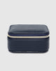 Suzie jewellery box - navy-Louenhide-The Louenhide Suzie Navy Jewellery Box is a sweet travel companion ready to store all of your rings, necklaces, bracelets, and earrings. Use every day and stow in your bag for on-the-go use, or pack for weekend adventures. Featuring three ring rolls, two compartments, and an elasticated slip pocket, your precious gems will be secured safely. Internal Features 2 Ring Rolls, Elastic Slip Pocket, 2 Compartments Internal Lining Faux Suede 100% Lining Closure Secure Zip Body 