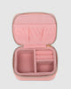 Suzie jewellery box - pink-Louenhide-The Louenhide Suzie Pink Jewellery Box is a sweet travel companion ready to store all of your rings, necklaces, bracelets, and earrings. Use every day and stow in your bag for on-the-go use, or pack for weekend adventures. Featuring three ring rolls, two compartments, and an elasticated slip pocket, your precious gems will be secured safely. Internal Features 2 Ring Rolls, Elastic Slip Pocket, 2 Compartments Internal Lining Faux Suede 100% Lining Closure Secure Zip Body 