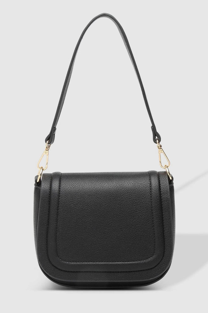 Sydney shoulder bag - black-Louenhide-The Louenhide Sydney Black Shoulder Bag is the must-have bag for any minimalist looking to elevate their summer capsule wardrobe. From bright and bold to timeless neutrals, this women’s shoulder bag is the perfect complement to your summer style. The compact size and curved edges make it the ideal bag to carry your daily essentials while remaining lightweight and comfortable to wear. Adorned with subtle details, from delicate stitching to chic light gold hardware, each 