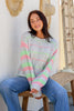 Tammy stripe knit - grey marle-Pash + Evolve-*Pink/green stripe *Round neck *Long sleeve *65% Acrylic, 35% wool-Pash + Evolve