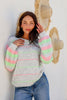 Tammy stripe knit - grey marle-Pash + Evolve-*Pink/green stripe *Round neck *Long sleeve *65% Acrylic, 35% wool-Pash + Evolve