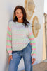 Tammy stripe knit - grey marle-Pash + Evolve-*Pink/green stripe *Round neck *Long sleeve *65% Acrylic, 35% wool-Pash + Evolve