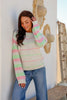 Tammy stripe knit - oatmeal-Pash + Evolve-*Pink/green stripe *Round neck *Long sleeve *65% Acrylic, 35% wool-Pash + Evolve