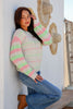 Tammy stripe knit - oatmeal-Pash + Evolve-*Pink/green stripe *Round neck *Long sleeve *65% Acrylic, 35% wool-Pash + Evolve