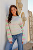 Tammy stripe knit - oatmeal-Pash + Evolve-*Pink/green stripe *Round neck *Long sleeve *65% Acrylic, 35% wool-Pash + Evolve