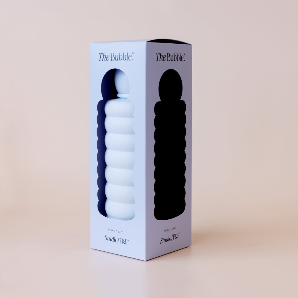 The Bubble - Opalite - Reusable Water Bottle 700ml-Fox & Fallow-Elevated Hydration. Because you have the most impeccable taste. The Bubble™ is a carefully crafted water bottle designed for our most discerning customers. Its iconic ball lid, ergonomic chug cap and elegant silicon handle are designed with your decor in mind. With its iconic silhouette and clean matte finish, the Bubble™ is as functional as it is beautiful. Its double-walled, vacuum insulated stainless steel design means you’ll enjoy icy cold