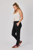 The Jogger Pant - Black-One Ten Willow-Elasticated Waistband Self Fabric Waist Tie Side Pockets Back Pockets Fabrication: 95% Cotton 5% Elastane Model Wearing: Small-Pash + Evolve