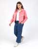 Tilly Jacket - Cosy Coral-Elm-Our best selling jacket in classic stretch denim that's perfect for layering and adding a pop of colour to every outfit. Best Selling Denim Jacket Flattering Stretch Denim Elm Hardware & Pockets Stretch Denim Our model is 171cm and wears Size 10-Pash + Evolve