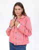 Tilly Jacket - Cosy Coral-Elm-Our best selling jacket in classic stretch denim that's perfect for layering and adding a pop of colour to every outfit. Best Selling Denim Jacket Flattering Stretch Denim Elm Hardware & Pockets Stretch Denim Our model is 171cm and wears Size 10-Pash + Evolve