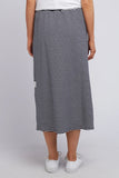 Travel Skirt - Navy & White Stripe-Elm-The Elm Travel Skirt Is A Maxi-Length Skirt Finishing Mid-Calf. It Is Super Comfy With A Relaxed Fit. Constructed In A Soft And Breathable Cotton Slub Fabrication It's The Perfect Style To Pack On Your Next Trip Or To Wear Casually Throughout The Spring And Summer Months. Features Include An Easy Elastic Waist, Side Split And Functional Front Pockets. Elastic Waist with Function Front Pockets Side Split Maxi Skirt Unbrushed French Terry Model is 169cm and wears Size 10