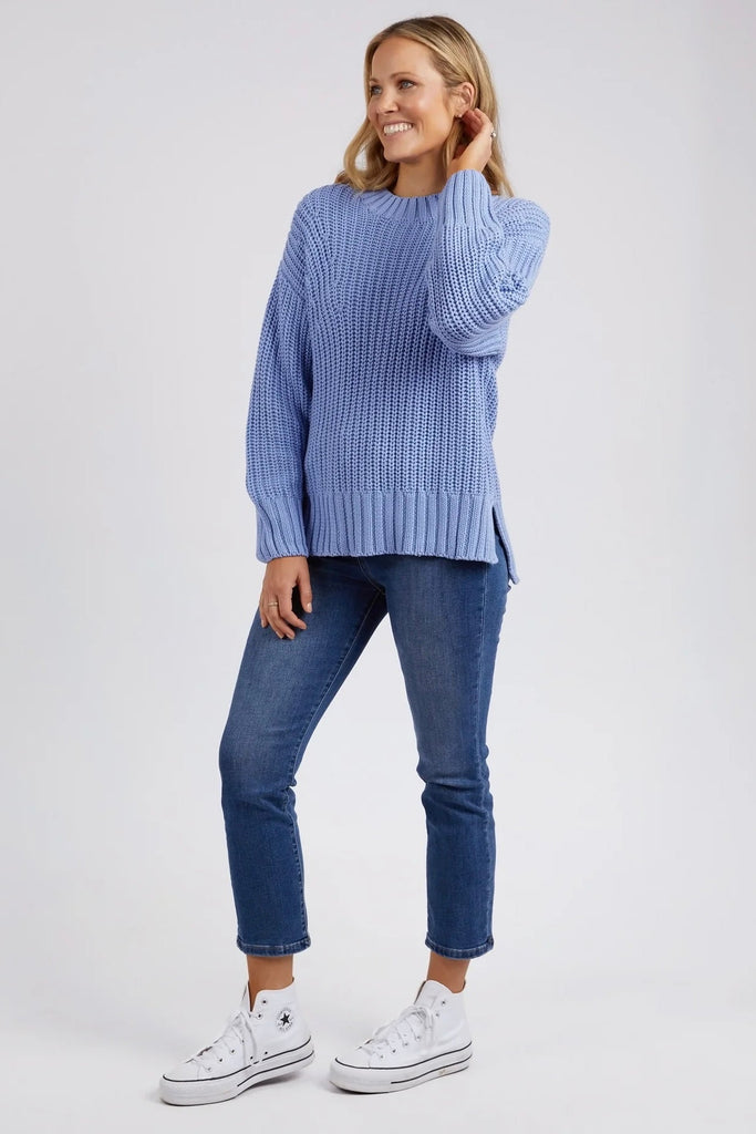 Verbena Knit - Hydrangea-Elm-100% Chunky Cotton Fun! The Verbena Knit is a fabulous thick ribbed layering piece for effortless style this season. TRADITIONAL KNITWEAR CHUNKY 1X1 RIB SPLITS AT HEM 100% COTTON OUR MODEL WEARS SIZE 10-Pash + Evolve