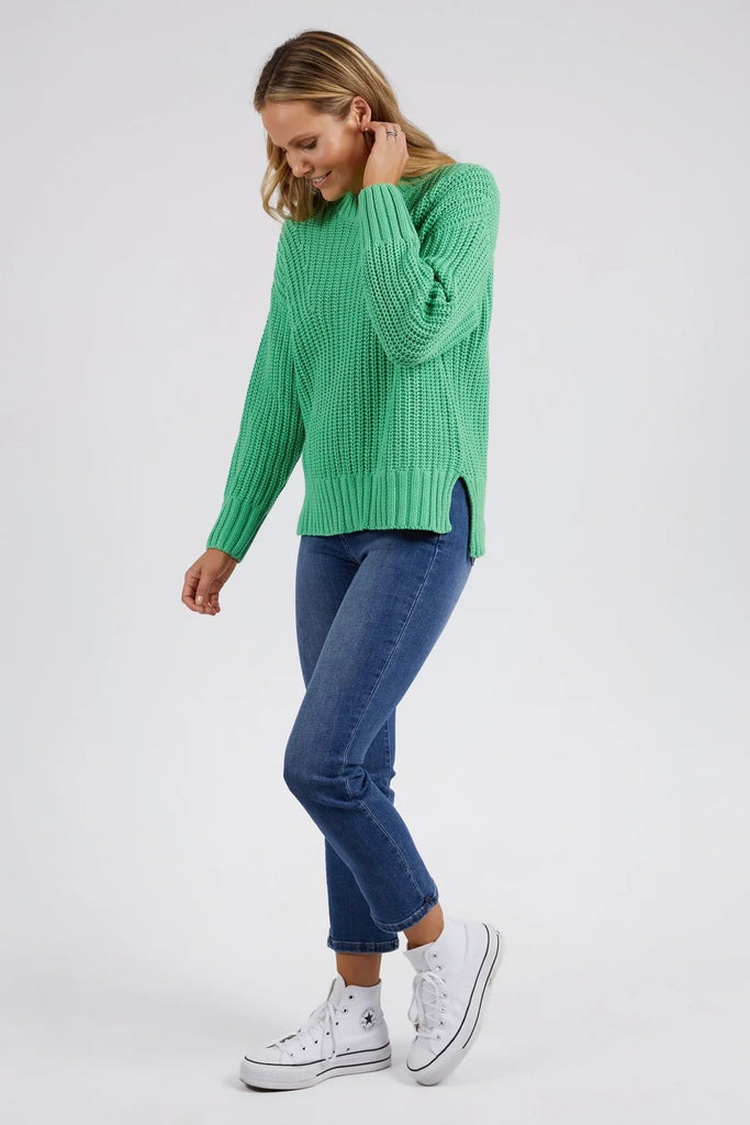 Verbena Knit - Meadow-Elm-100% Chunky Cotton Fun! The Verbena Knit is a fabulous thick ribbed layering piece for effortless style this season. TRADITIONAL KNITWEAR CHUNKY 1X1 RIB SPLITS AT HEM 100% COTTON OUR MODEL WEARS SIZE 10-Pash + Evolve