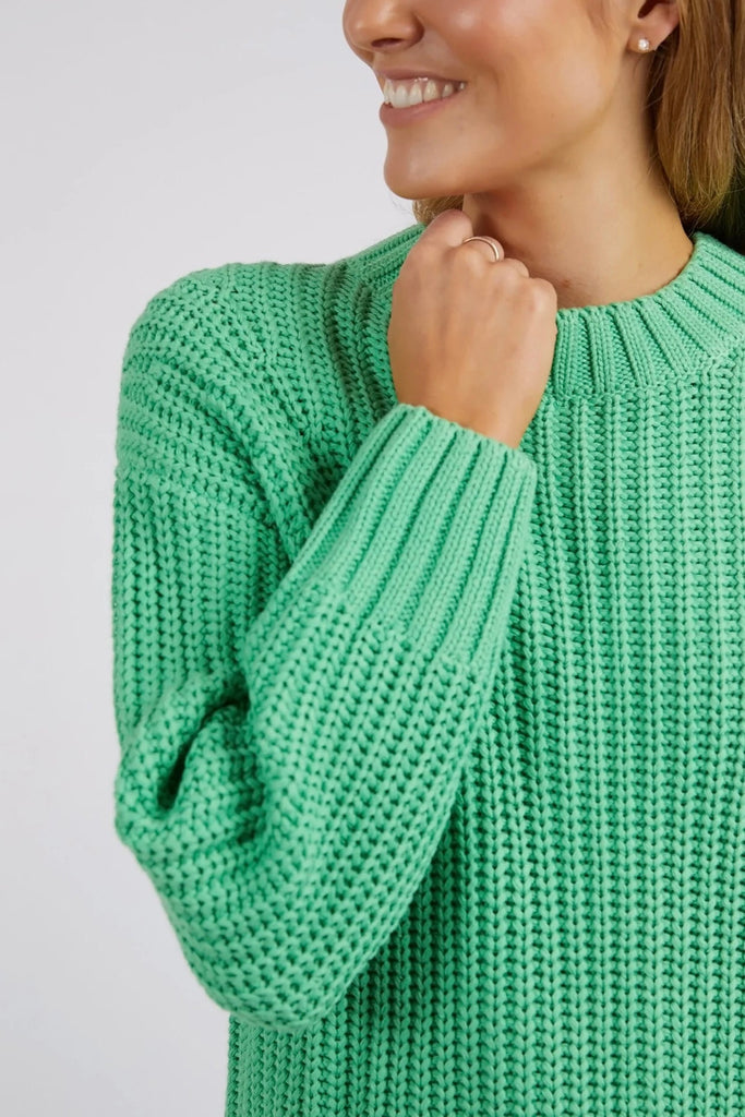 Verbena Knit - Meadow-Elm-100% Chunky Cotton Fun! The Verbena Knit is a fabulous thick ribbed layering piece for effortless style this season. TRADITIONAL KNITWEAR CHUNKY 1X1 RIB SPLITS AT HEM 100% COTTON OUR MODEL WEARS SIZE 10-Pash + Evolve