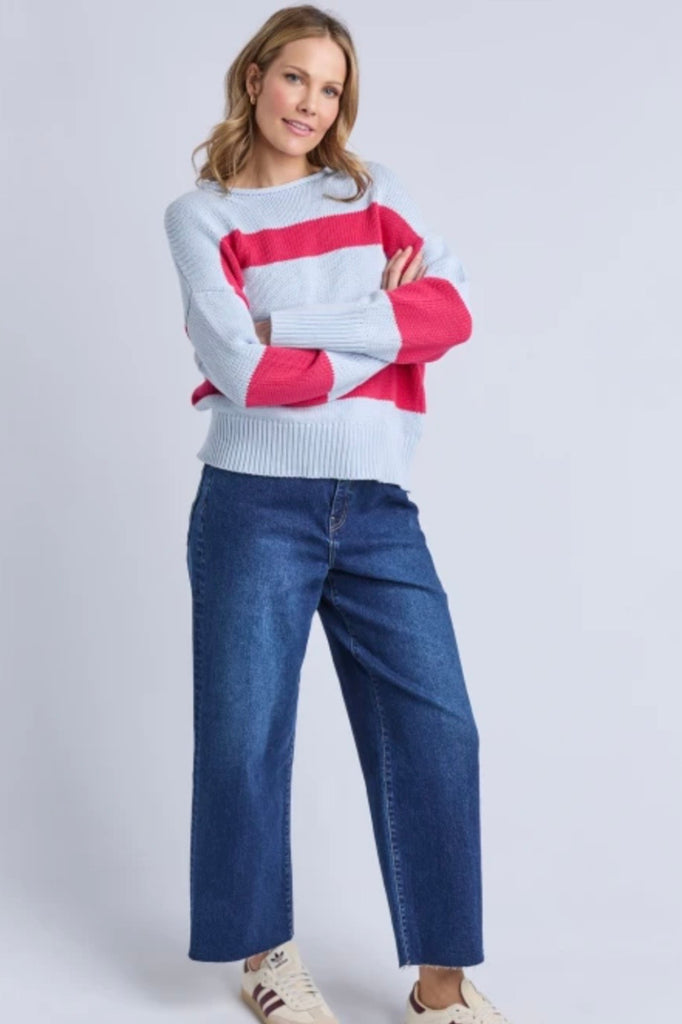 Vesi stripe knit - pink/blue-Elm-*Cosy knitwear *Round neckline *Long sleeve *Pink/Blue stripe *Designed in Australia *100% cotton-Pash + Evolve