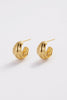Vicky hoop - gold-Zafino-The Vicky Hoop Earrings are bold gold huggie hoop earrings designed for effortless everyday wear and modern layering. Featuring a sculptural, ridged silhouette with a high-shine finish, these chunky gold hoop earrings add texture and dimension to any jewellery stack. Perfect for stacking or wearing solo, they’re a versatile statement for both everyday styling and occasion wear. Metal: 18K Gold plated on brass baseDimensions: 13.5mm outer diameter, 9mm inner diameter + 8mm widthWate