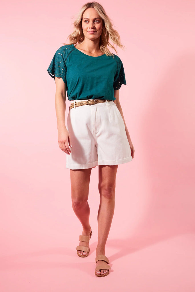 Viola Short - Lotus-Isle of Mine-The Viola Short is a must-have for your summer wardrobe, offering comfort and style. With a mid-rise fit, button and zip closure, and cuffed hem, it's a versatile piece that you can effortlessly style for everyday wear. Keep it casual by styling it with a tshirt or a tank and your go-to sneakers. FEATURES: Mid-rise Half elastic waist Button and zip closure Belt loops Slash and patch pockets Cuffed hem 100% Cotton-Pash + Evolve