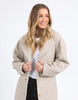 Whistler Coat - Oatmeal-Foxwood-The Whistler Coat is perfect for cooler days. With a front button opening, a waist tie for a flattering fit, and handy side pockets, it’s equal parts stylish and practical. Crafted from a warm wool-polyester blend, it’s a must-have layer for the season. Front button opening Waist tie Side pockets Wool Polyester-Pash + Evolve