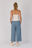 Wide Leg Cullotte - Blue-One Ten Willow-Elasticated Waistband Contrast Waist Tie Wide Leg Side Pockets Culotte Length Material: 80% Cotton 20% Elastane French Terry Model is 176cm (Size 8-10) and wears our size Small Designed in Geelong, Australia-Pash + Evolve