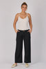 Wide Leg Pant - Black-One Ten Willow-Fixed Waistband Button Front Closure Full Length Wide Leg Side Pockets Model is 176cm (Size 8-10) and wears our size Small Material: 85% Cotton 15% Flex Designed in Geelong, Australia-Pash + Evolve