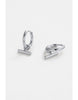 Winnie Hoop - Silver-Zafino-The Winnie Hoop is a delicate huggie earring featuring a sleek fob charm that hangs effortlessly from the hoop. Minimal and refined, this style is perfect for everyday wear or for adding a modern touch to your earring stack Metal: Silver Rhodium Plated on Brass Dimensions 10mmx17mm Water resistant Hypoallergenic & Nickel Free Female Founded & Family Owned-Pash + Evolve