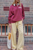 Wren Rugby Sweat - Burgundy White Logo-Ceres Life-Organic Cotton Blend Loopback Drop Shoulder Pockets in side seam Collared neckline Functional button placket-Pash + Evolve