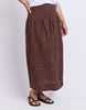 Wren Spot Skirt - Chocolate-Foxwood-The Wren Spot Skirt is ready for everything from long lunches to weekend wandering. Crafted from breathable 100% cotton, this ankle length style features a softly gathered silhouette that moves beautifully with you, while side pockets and a side seam zip keep it as practical as it is pretty. Finished in an all over spot print, it's an easy piece to dress up or down. Side seam zip Side pockets Ankle length Model is wearing a size 10-Pash + Evolve