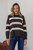 Zahlia knit - chocolate-Pash + Evolve-*Chocolate stripe *Hi-Low hemline *Long sleeve *Super soft *65% Acrylic, 35% Wool-Pash + Evolve